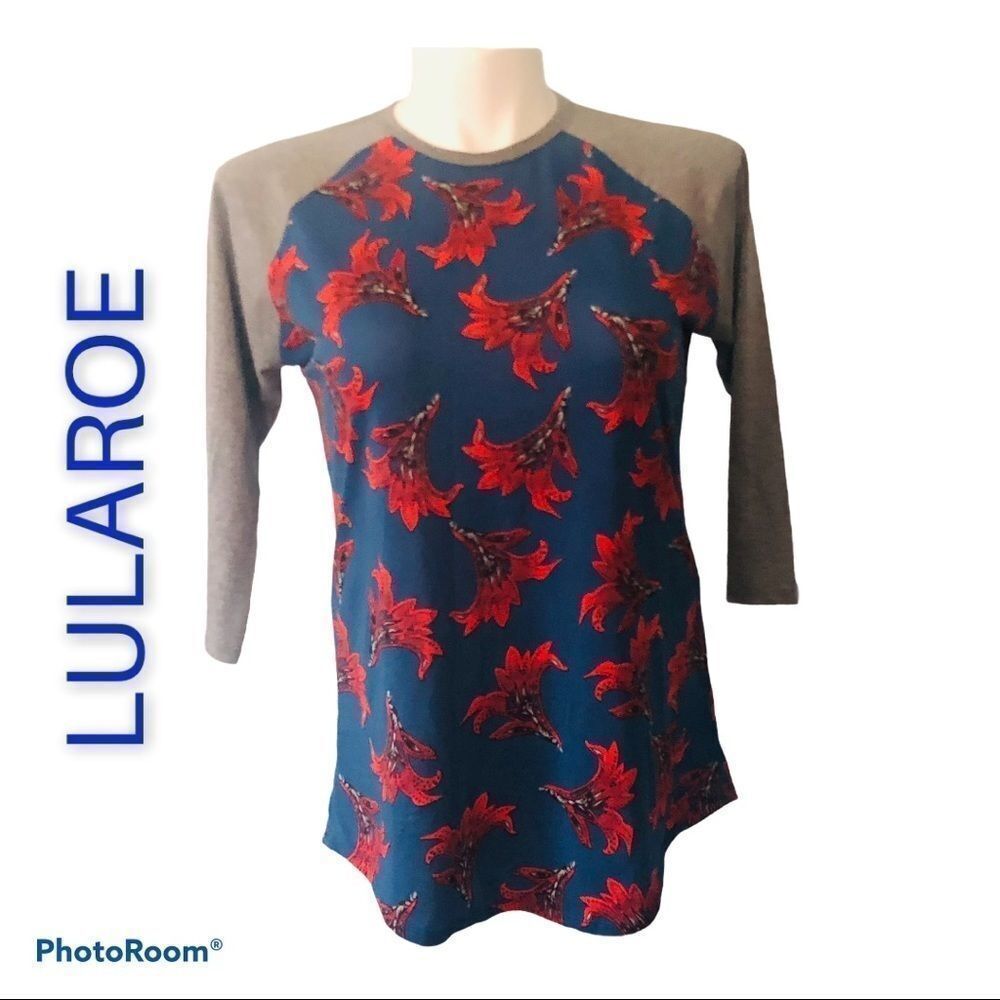 LULAROE turquoise floral print tee size M- NWOT